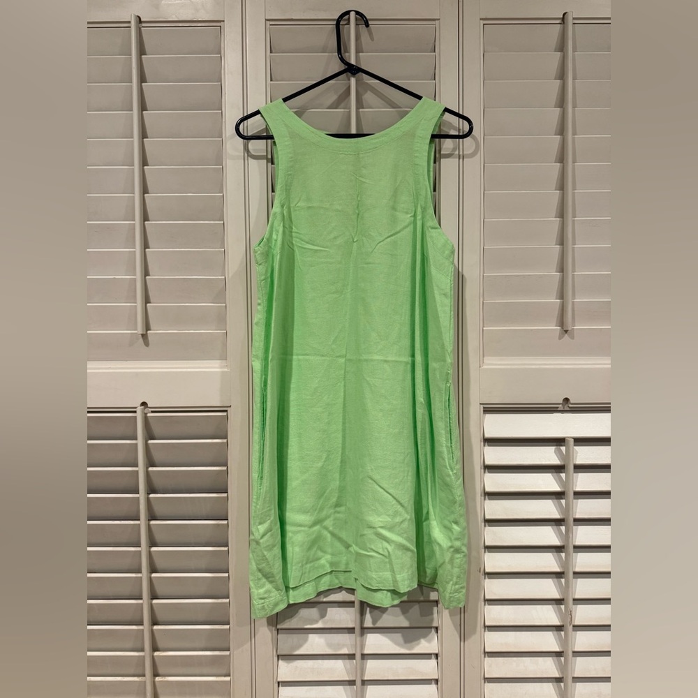 A New Day Neon Lime Green Linen Blend Tank Dress Women’s Size Medium